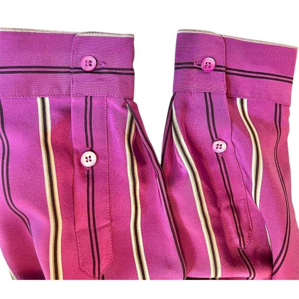 Austin Reed Womens size 14 Petite Shirt Silk Purple Striped Long Sleeve 1990s - Picture 11 of 12
